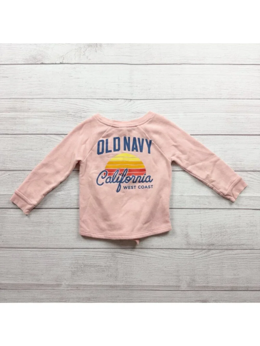 Old Navy California Graphic Toddler Long Sleeve Tie Front Pink Top 2T